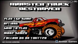 Monster Truck Destroyer (Flash Game) Full Gameplay All Levels