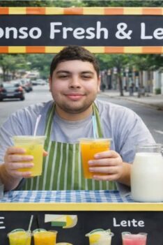 Come watch my video of me selling lemonade and milk!