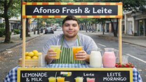 Come watch my video of me selling lemonade and milk!