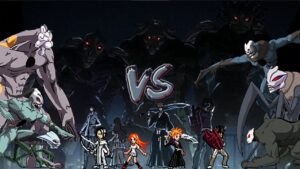 Ichigo, Ishida, Chad, and Orihime Vs Hollows (Bleach)