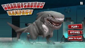 Sharkosaurus Rampage (HTML5 Game) Full Gameplay Playthrough All Levels 1-16