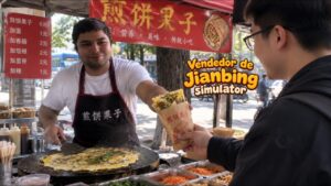 Come watch my *jianbing* vendor simulation video